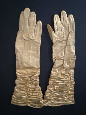 Vintage Kayser Ladies Gold Metallic Opera / Party Made in Canada Mid Gloves